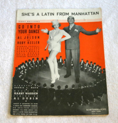 Jolson, Al - She's A Latin From Manhattan - Vintage SHEET MUSIC