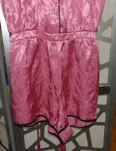 VICTORIA'S SECRET SIGNATURE LOGO SATIN LIKE PINK SHORT ROMPER ( SZ: XL) - Picture 3 of 7
