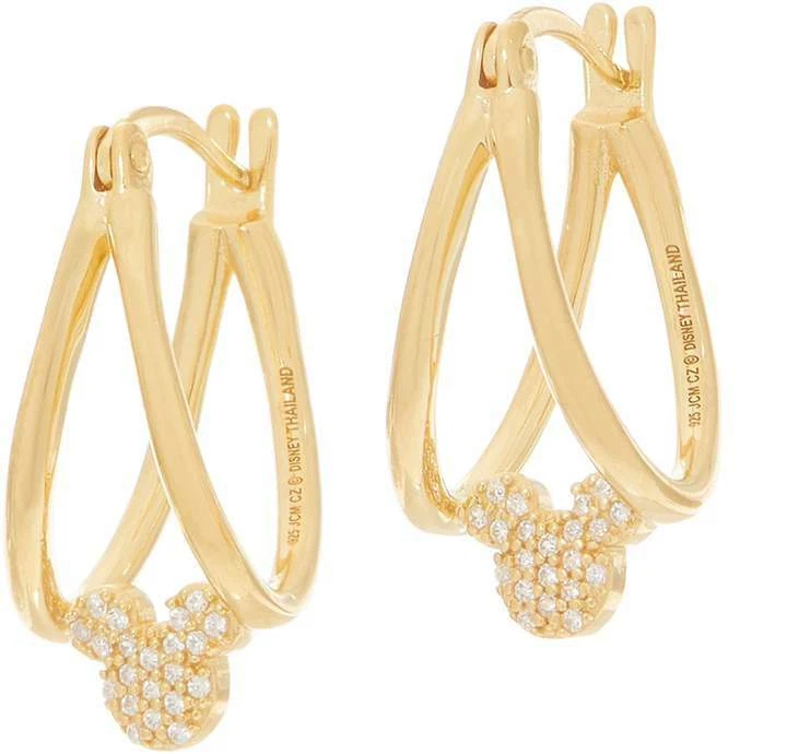 PENDIENTES ARO DIVIDIDO 90 CUMPLEAÑOS DISNEY'S MICKEY PLATA ESTERLINA 18K RGP y YGP Foto 4 de 4