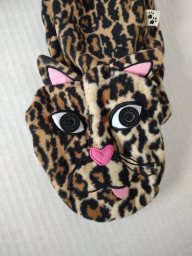 NWT New Nick & Nora Leopard Cat Footed Footie Pajamas PJ's Fleece One Piece Med - Afbeelding 1 van 14