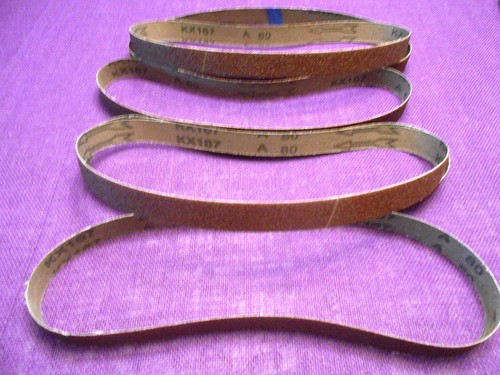 Six 1x 30 sanding belts 3-60 grit & 3-80 grit