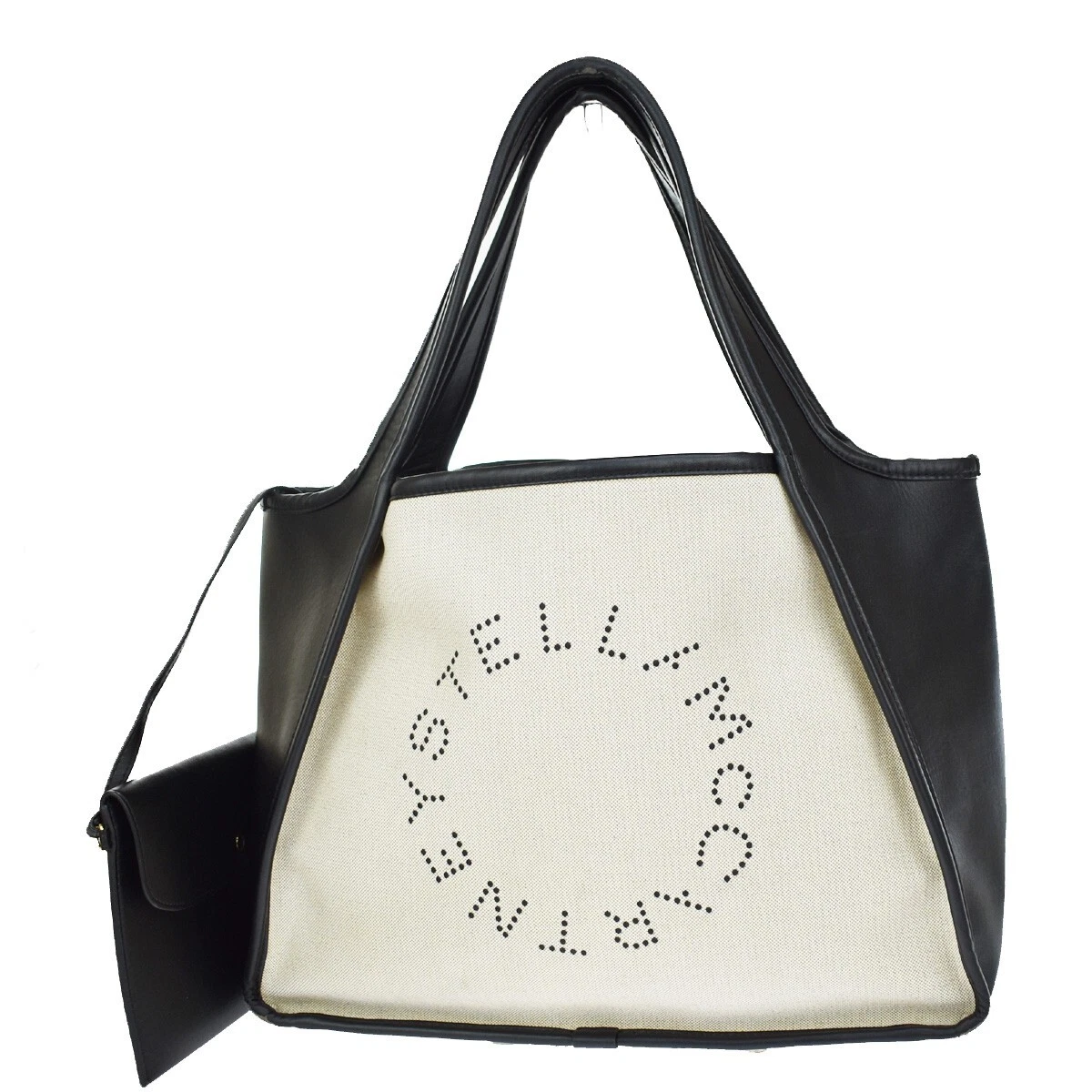 Stella McCartney Logo Shoulder Tote Bag Canvas Eco Alter Nappa Black 68MZ380