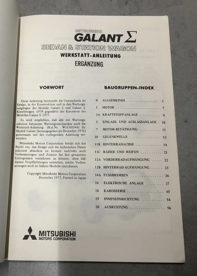 Manual De Taller Mitsubishi Galant Sigma / Sapporo / Sedán Año 1977 - 1980 - Imagen 4 de 4
