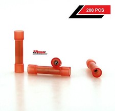 200pcs Red Crimp AWG 18-22 Cable Nylon Insulated Butt Connectors Copper -Taiwan