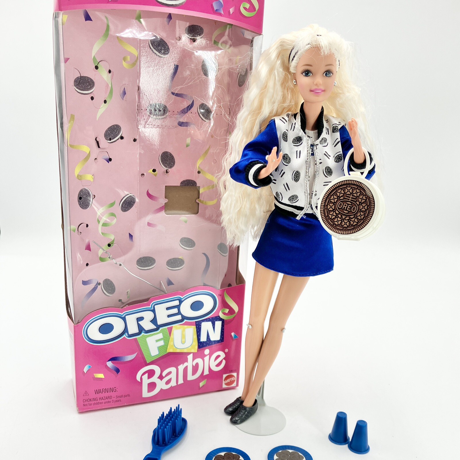 Vtg 90s  Oreo Fun Barbie Doll #18511 Oreo Cookie Mini Foods, Purse, Advertising