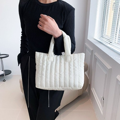 Women Cotton Padded Casual Hobo Bag Stripe Handbags Totes Bag Shoulder Bag - Picture 9 of 15