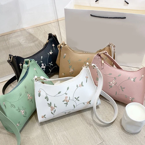 Damen Schultertasche Spitze Blumen Handtasche Hobo Bag weiches PU Leder Mädchen Handtasche - Bild 3 von 38
