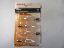 Sylvania 4 Pack 40Watt Lamps 40W Decor Candelabra Base Light Bulb Pkg of 4 