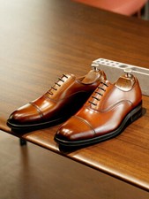 New Business Formal Shoes Mens Genuine Leather Grooms Wedding Oxford Dress Shoes