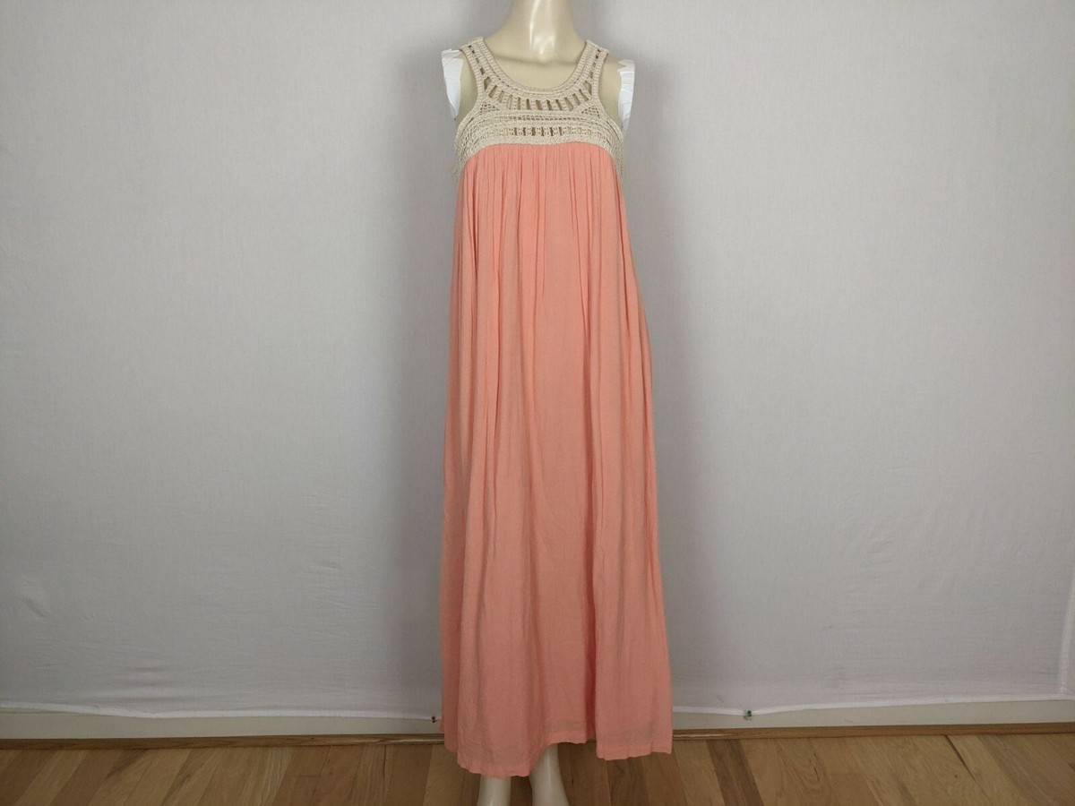 Chelsea & Violet Crochet Yoke Maxi Dress, Womens, M, Peach Pink - Dillard's exclusive