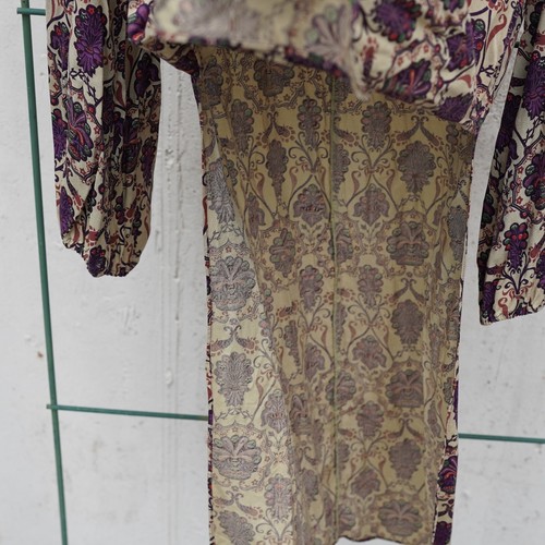 Vintage Neiman Marcus Midi Dress Patterned Pleated Buttons Long Sleeves Medium - Picture 12 of 12