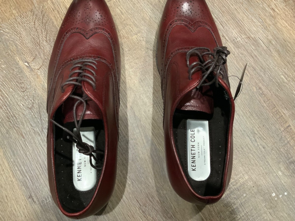 NEW Kenneth Cole New York Brown Leather Wingtip Oxford Shoes  display picture 1