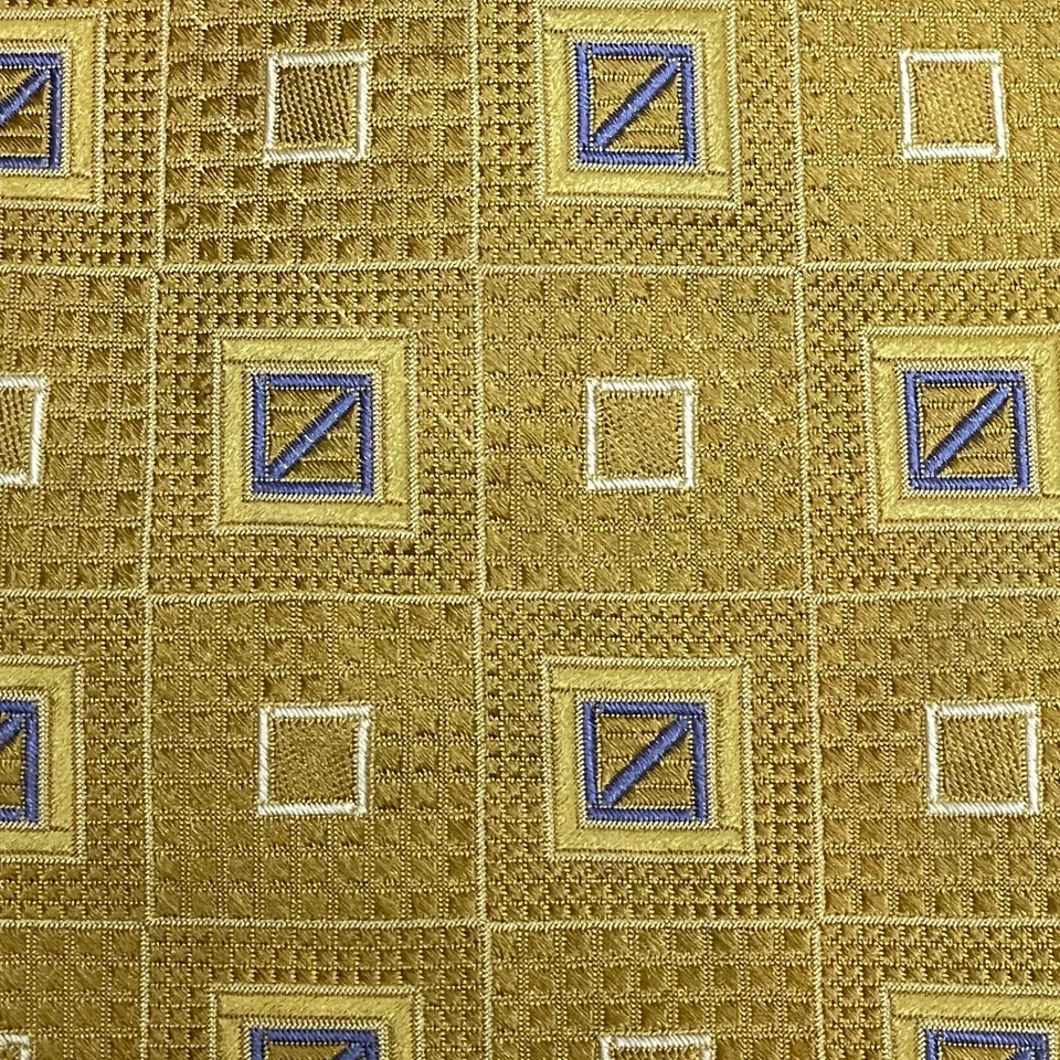 Corbata de seda geométrica Robert Talbott Best of Class amarillo azul 4" dinero antiguo Foto 3 de 4