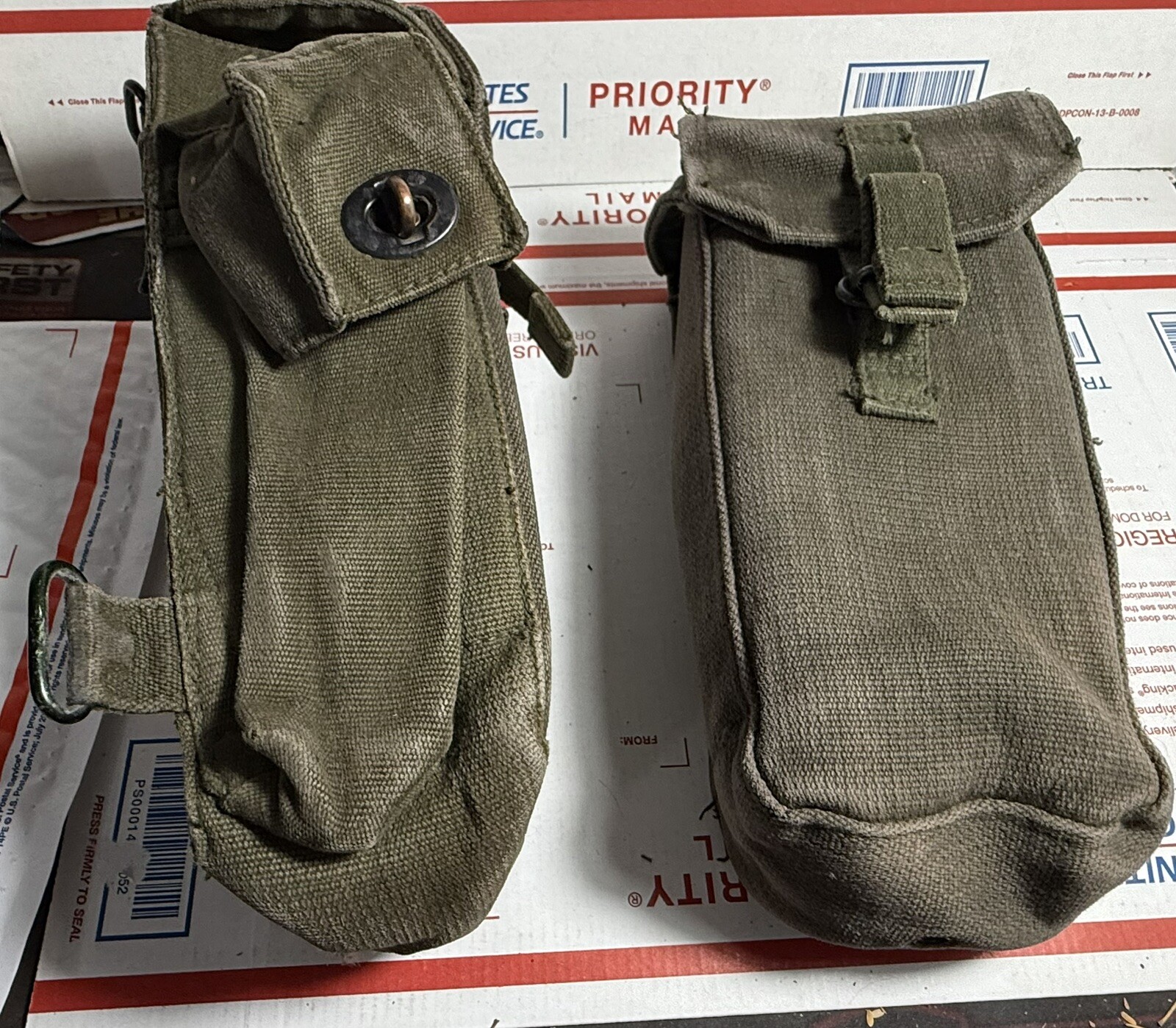 VINTAGE BRITISH ARMY 58 PATTERN LEFT & RIGHT SIDES MAGAZINE POUCHES SET