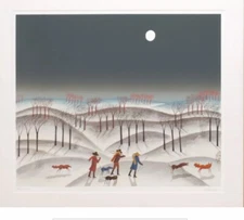 Thomas McKnight Fox Hunters Serigraph on Paper Signed Numbered Early 1978 Rare