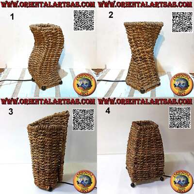 Lampada da tavolo etnica in banano intrecciato da 30 cm, varie