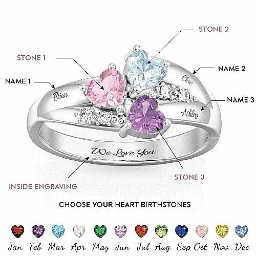 Personalized 2-3 Birthstone Mother's Ring Custom Gifts for mom Family ring - Image 4 of 4