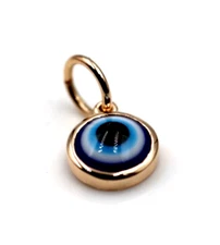 Genuine 9k 9ct 375 Rose Gold Greek 9mm Mati Nazar Lucky Evil Eye Charm / Pendant