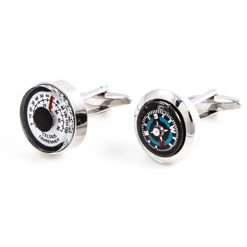 Compass & Thermometer Really Works Cufflinks Wedding Fancy Gift Box Free Ship - Image 3 of 4