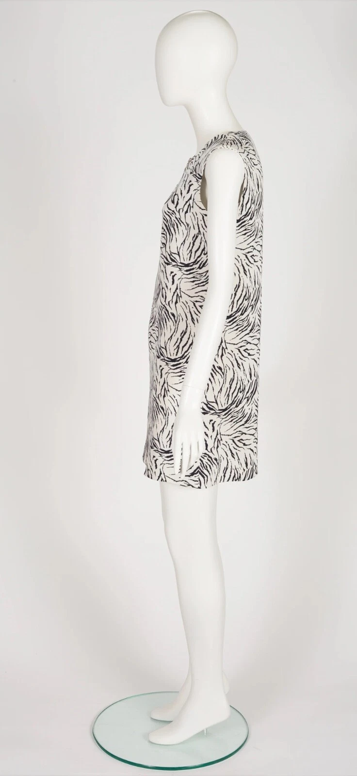 Abito Gianni Versace 1996 S S Vintage Zebra Stripe Bianco Seta Crepe Cambio S M