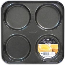 4-Cup Non-Stick Yorkshire Pudding Tray - Dishwasher Safe & Durable