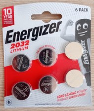 6 x Energizer CR2032 3V Lithium Coin Cell Battery  DL2032, BR2032, SB-T15