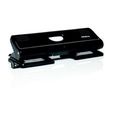 2 x A4 Black Metal 4 Hole Punch 16 Sheet Capacity Paper Guide Confetti Tray Four