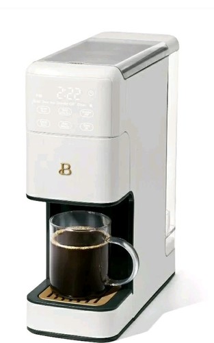 Hermosa cafetera individual Perfect Grind™ Drew Barrymore, glaseado blanco - Imagen 2 de 2