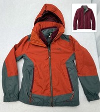 LL Bean Kids Size 8 Orange Gray 3-in-1 Weather Jacket Coat Hooded Fleece Liner