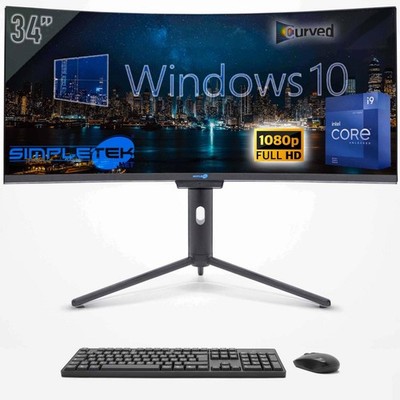 All In One Core I9 12th Gen 34'' Curved Fhd PC Windows 10 8gb 120gb Gaming_