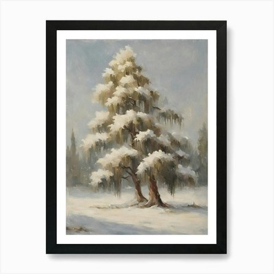 Kiefer im Schnee Kunstdruck gerahmt Wandbild Poster Leinwanddruck Bild