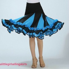 Ladies Modern Ballroom Dance Skirt Tango Waltz Latin Rumba Costume Pleated Dress