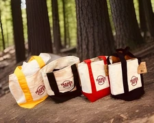 4 Set Trader Joe's Mini Canvas Tote Bag Navy Green Yellow Red