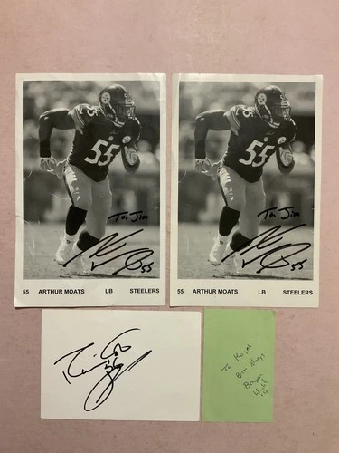 4 Vtg Pittsburgh Steelers Autographs - Arthur Moats, Robin Cole, Brian Hinkle