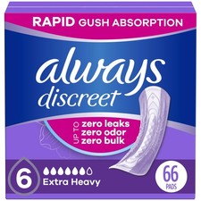 Extra Heavy Absorbency Incontinence Pads for Women, Regular Length, 66 Count