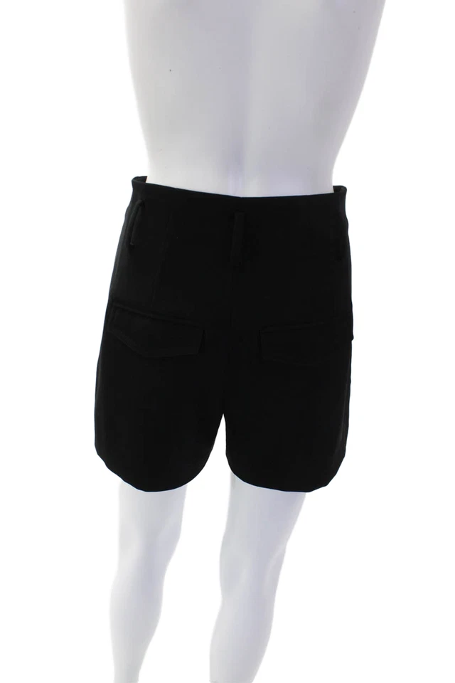 Mini shorts social Vince feminino texturizado forrado com zíper plissado preto tamanho 0 - Imagem 3 de 4