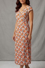 J.Crew Mercantile Floral Cap-Sleeve V-Neck Midi Dress Retro Ditsy Daisy M