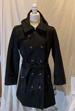 London Fog Women's Black Double Breasted Belted Trench Coat - STYLE # L722433893