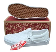 Vans VN000EYE Classic Slip On White Checkered Shoes Mens SZ 7.5, Women SZ 9