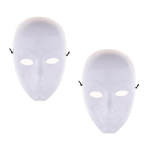 2 Pieces DIY Unpainted Mask White Blank Face Mask Masquerade Costume Masks - Picture 3 of 7