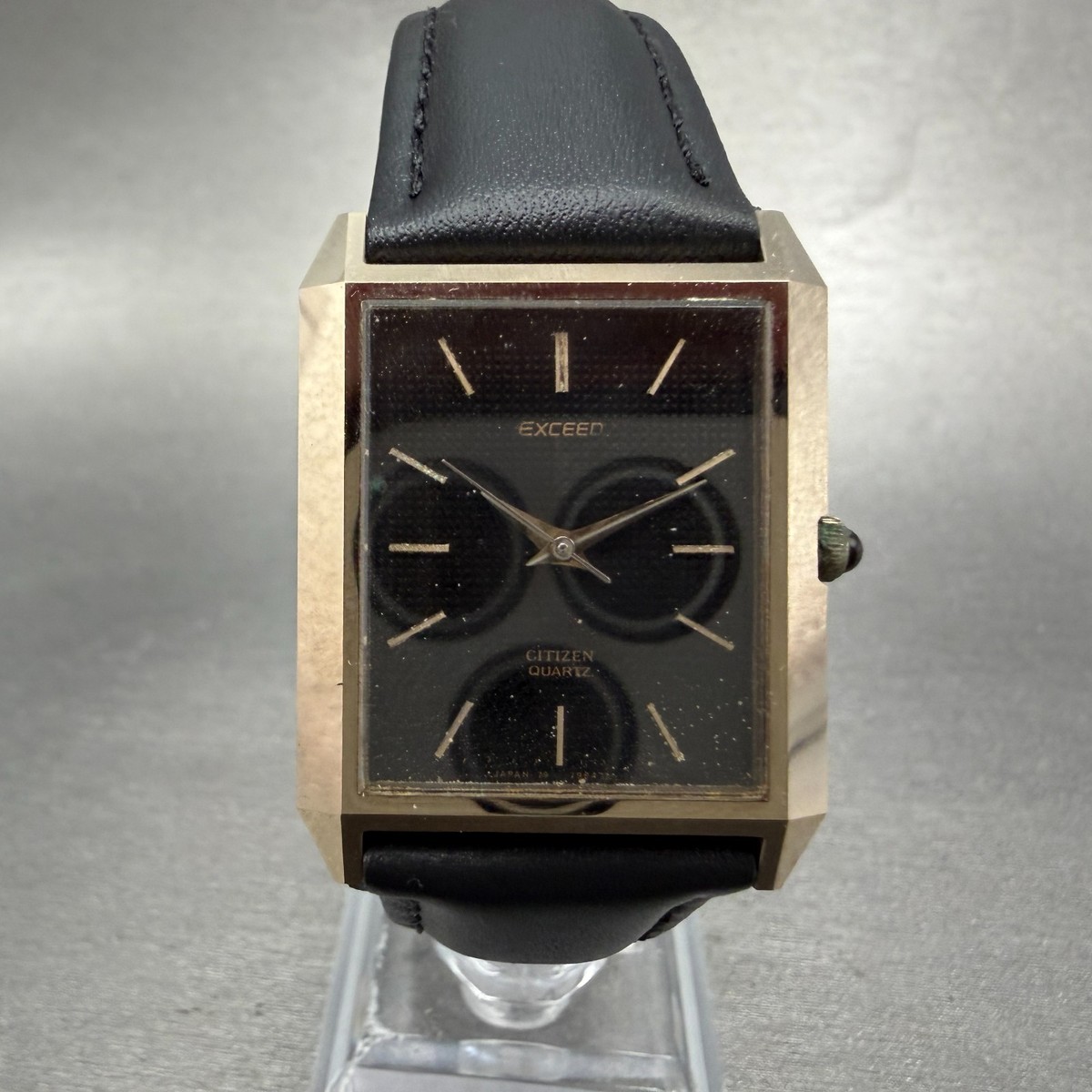 Citizen Exceed Tank Watch Men 27mm Black Dial Silver Tone 4-797230