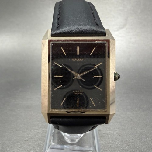 Citizen Exceed Tank Watch Men 27mm Black Dial Silver Tone 4-797230 New Battery