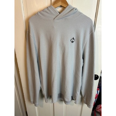 Pins & Aces Golf Co Mens XXL Textured Waffle Knit Crossover Hoodie Light Grey
