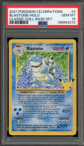Pokemon Blastoise Celebrations Classic Coll. Base Set Holo Rare #2 PSA 10