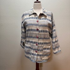 Vintage Streetwear Western Southwest Tribal Print Textured Shirt Jacket Size L