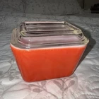 Vintage Pyrex Red, 501B Refrigerator Dish With Lid. 1 1/2 Cup. Nice!!