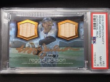 2018 Topps Dynasty Reggie Jackson Auto Dual Relic /5 Gold Ink #ADRC-RJ PSA 8