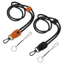 Leather Neck Lanyard, Lanyard with Metal Clasp - 2Set Black/Brown 