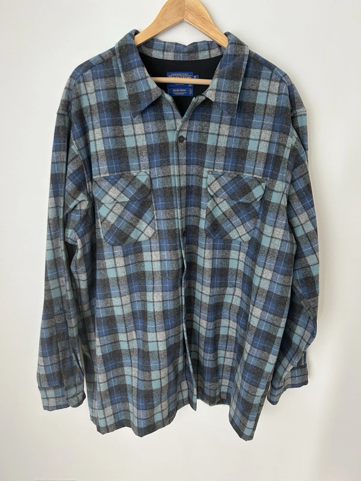 PENDLETON Wool Beach Boys Shadow Ombre Plaid Board Shirt Size XXL Long (24)