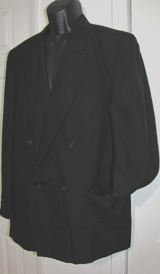 Blazer Traje-Chaqueta Oscar De La Renta Hecho a Mano Negro Doble Pecho Pico 42 Foto 4 de 4